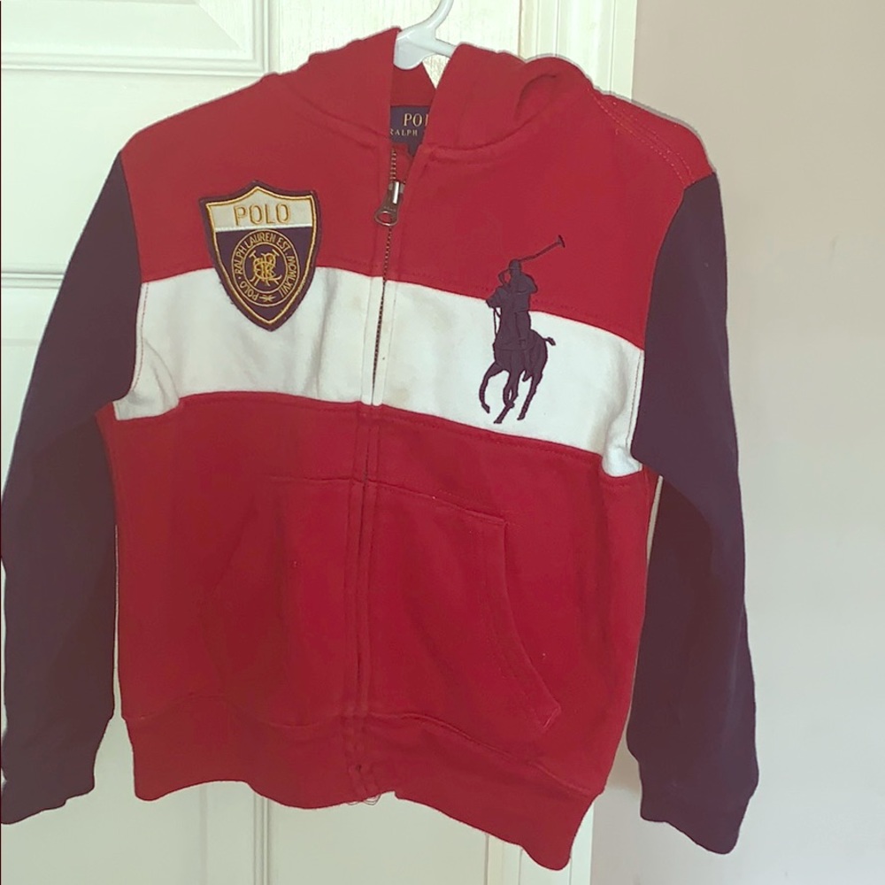 Polo red and blue hoodie 4/4T